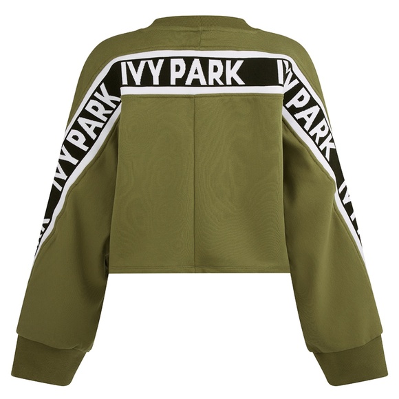 IVY PARK Tops - Ivy Park Olive Tape Logo Crop Top Sweatshirt